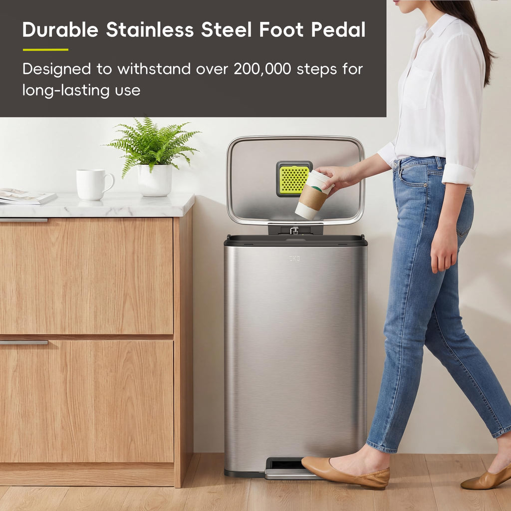 Matte Stainless 50 Liter Step Trash Can F120