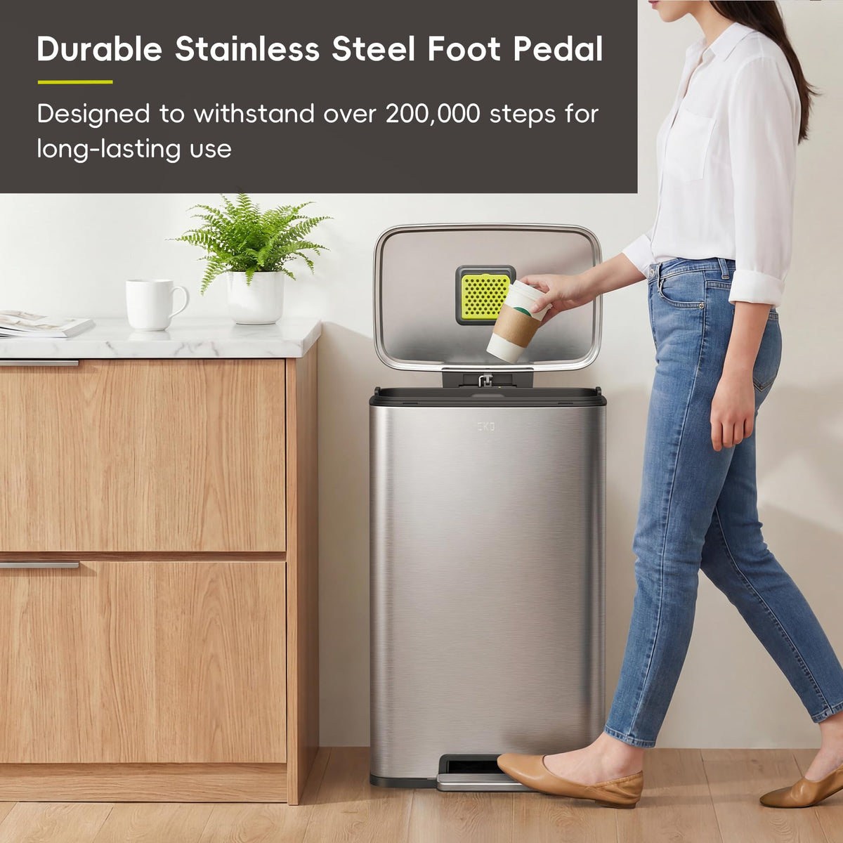 Matte Stainless 50 Liter Step Trash Can F120
