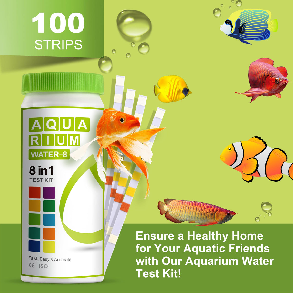 Aquarium Ammonia Test Strips 8-in-1 100 Strips N949123