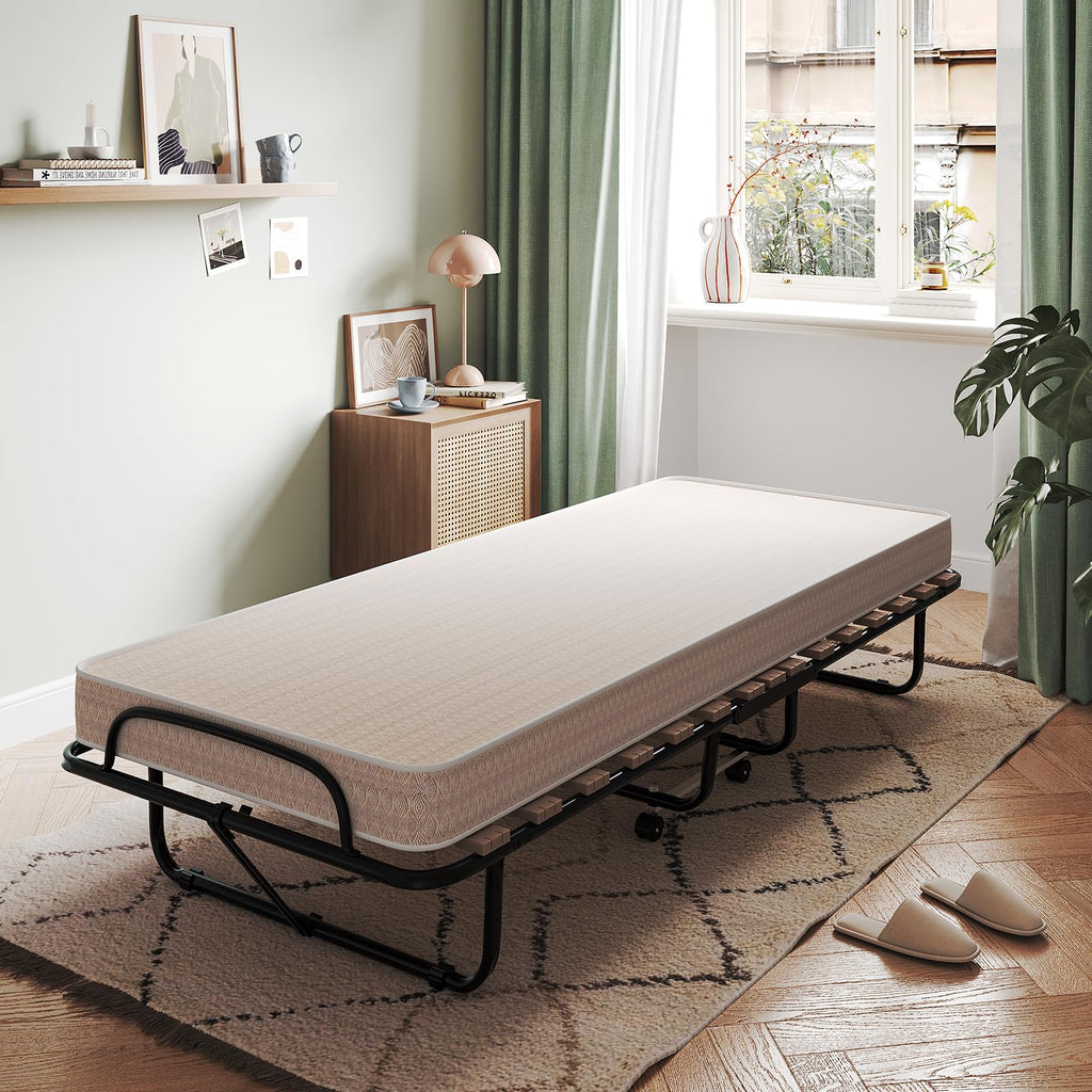 Folding Bed with 4 Inch Memory Foam Mattress Metal Frame N15135