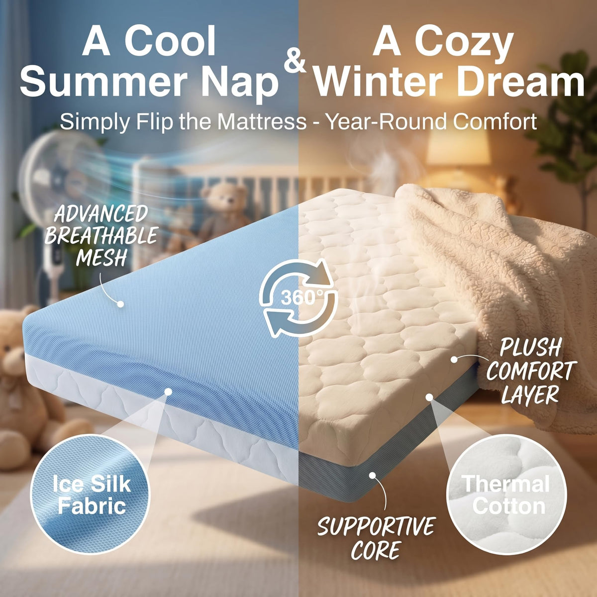 Dual Sided Memory Foam Pack and Play Mattress J633