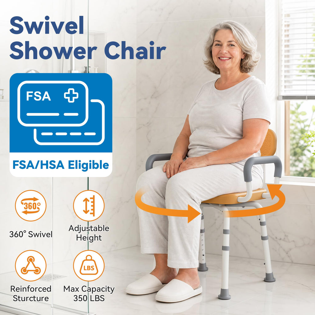 Swivel Shower Chair with Removable Arms & Back W11281