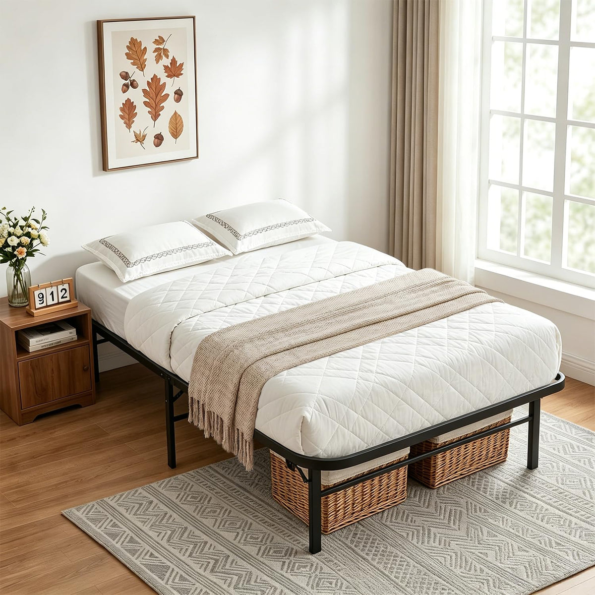 Twin Metal Bed Frame with 6 Legs L2120