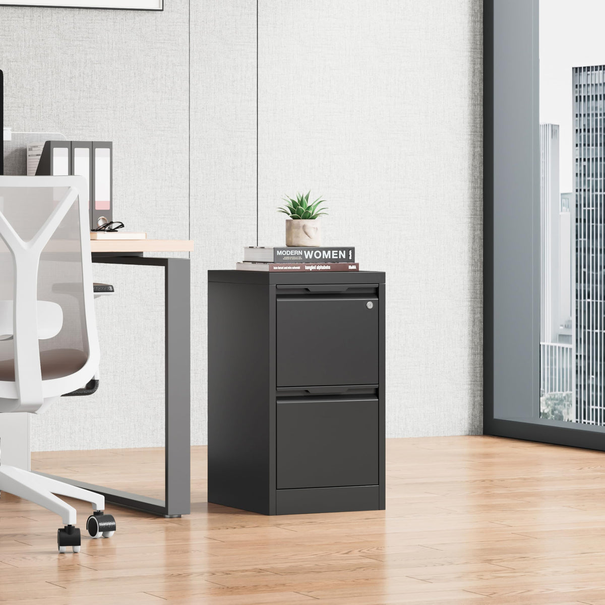 2 Drawer Metal File Cabinet with Lock D75693