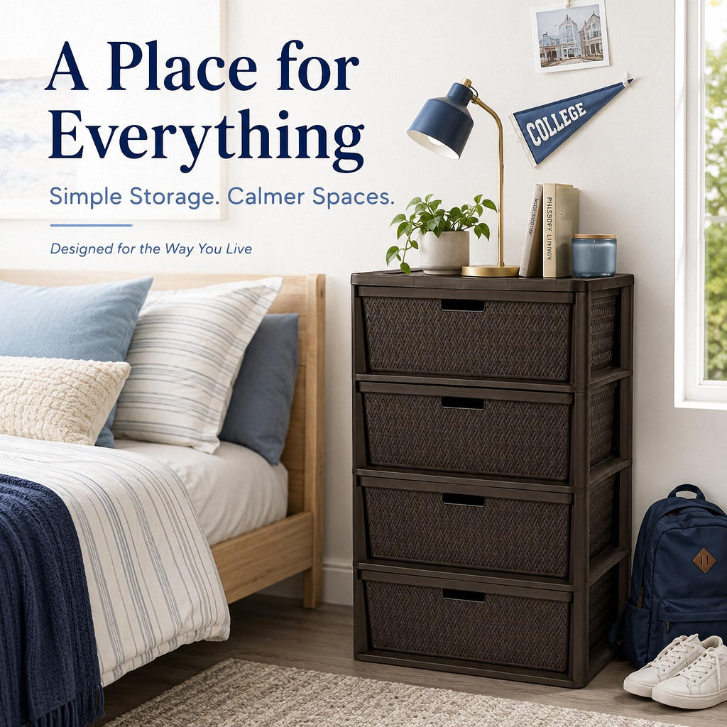 Wide 4-Drawer Storage Organizer Tower with Removable Bins N30130
