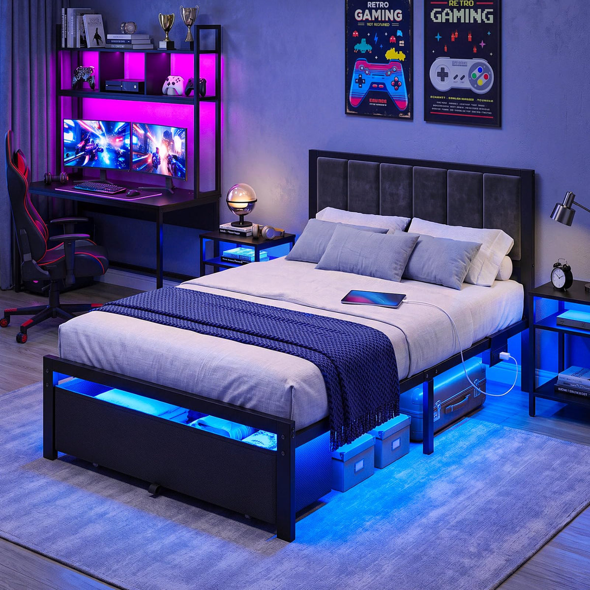 Twin Size Bed Frame with Drawer N31243