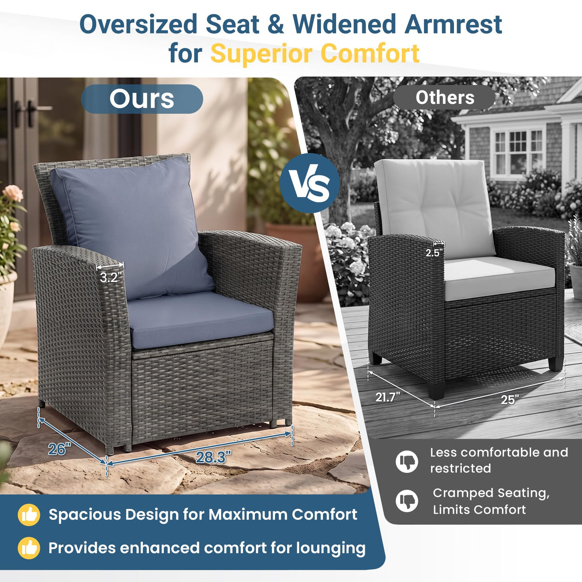 4 Piece Outdoor Wicker Patio Furniture Set D951382