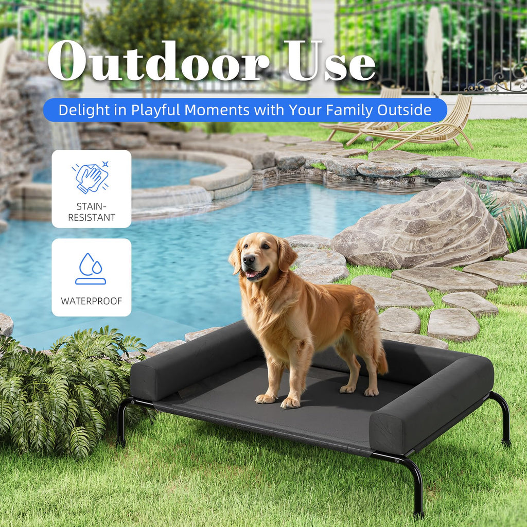 Elevated Dog Bed with Bolsters, Black T9673