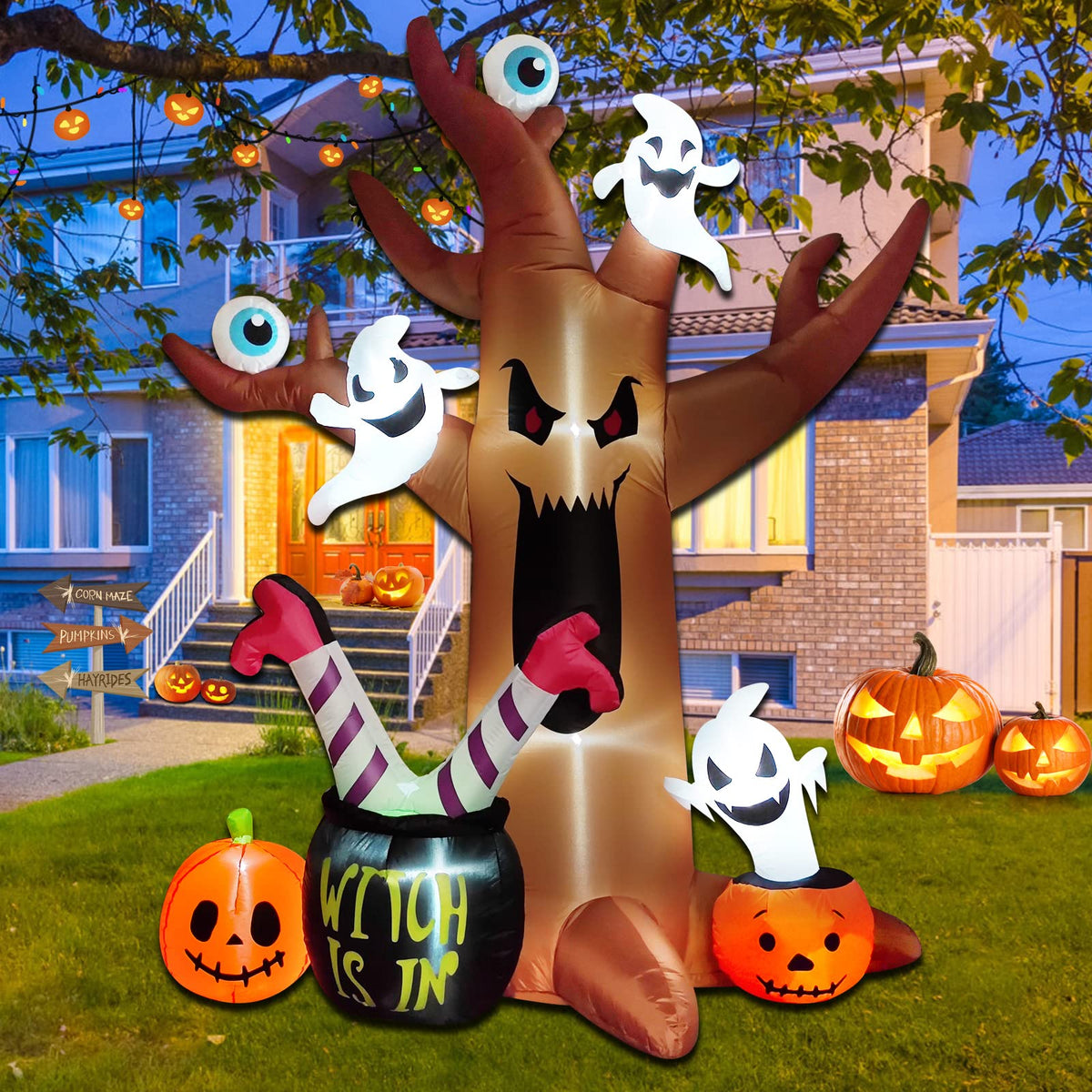 8 Ft Halloween Inflatable Tree with Built-in LED Lights M242403