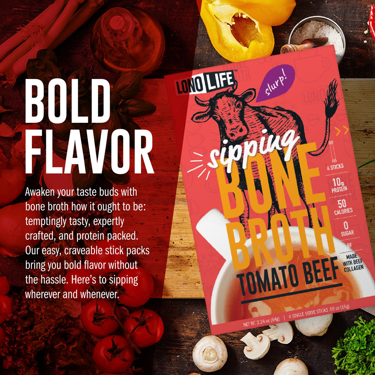 Tomato Beef Bone Broth Packets 10 Pack W4772