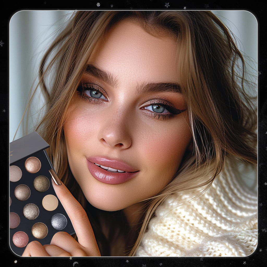 Baked Eyeshadow Makeup Palette 16 Pigmented Soft Neutrals Taupe Earth Tones Smoky Shades Glitter Matte Metallic R690844