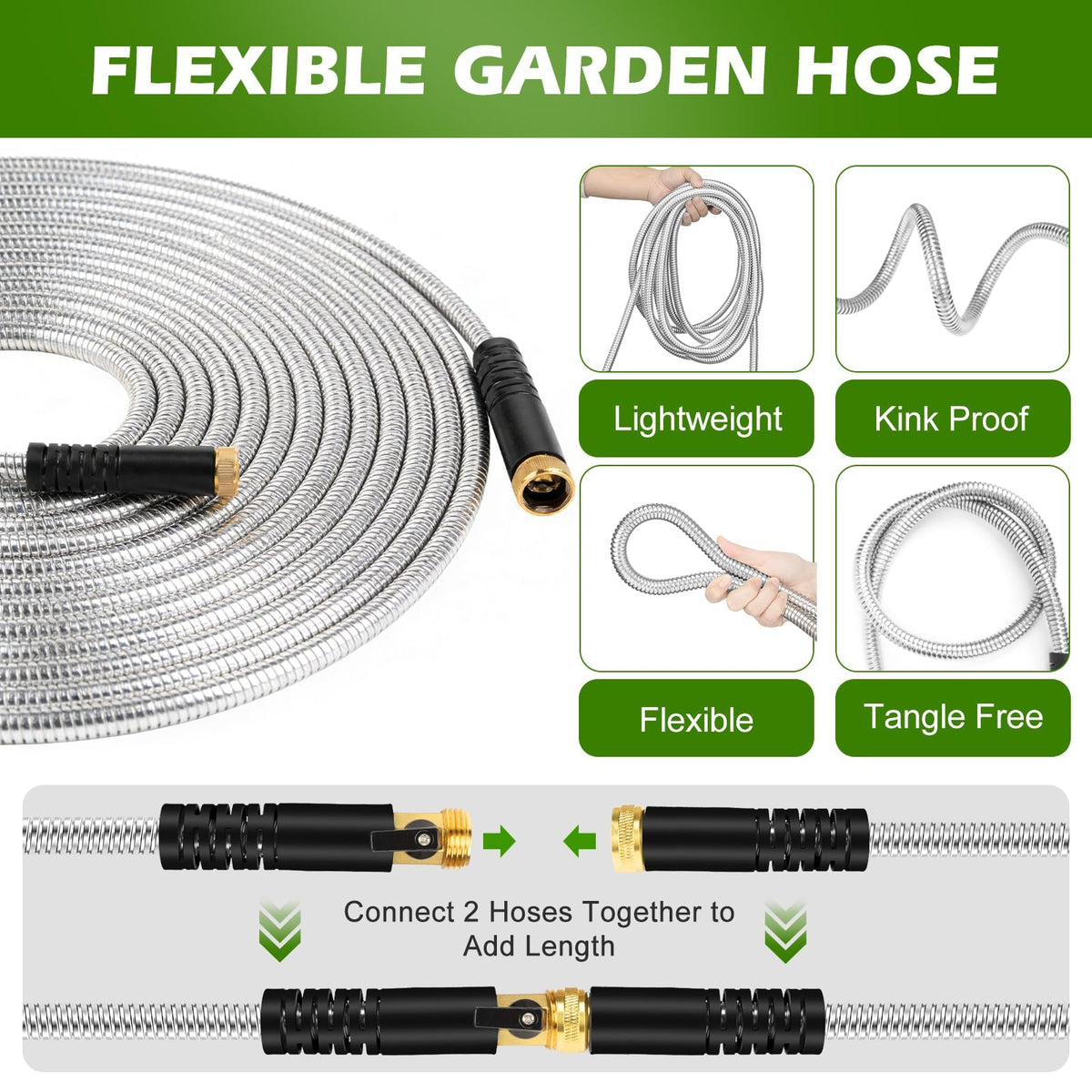 100 ft Stainless Steel Heavy Duty Garden Hose N848