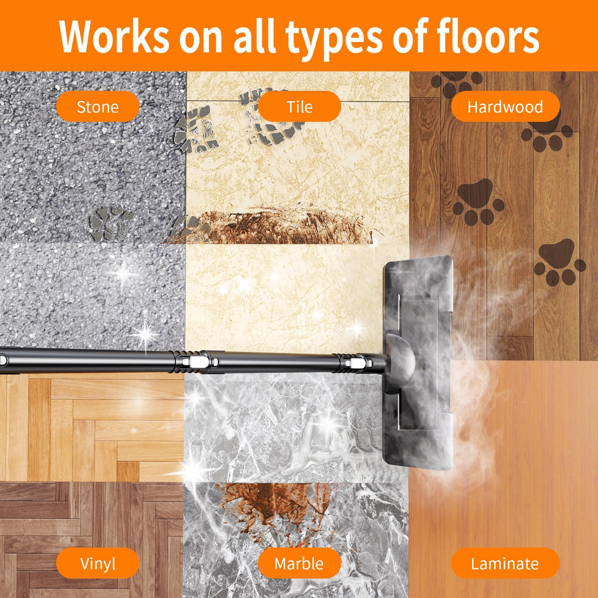 16-in-1 Lightweight Detachable Steam Mop G129208