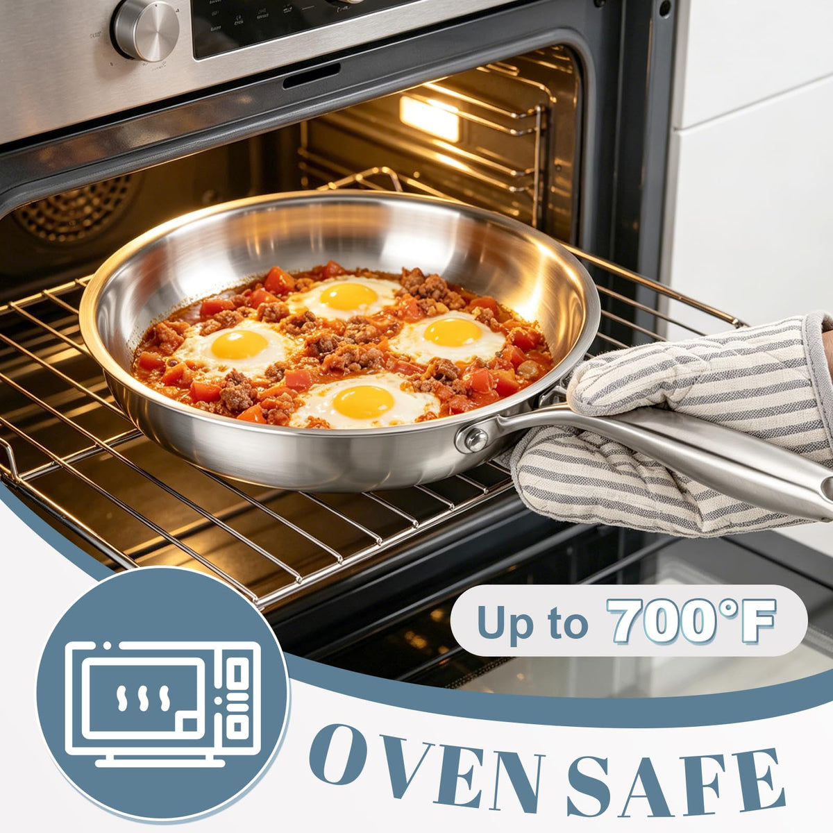 Tri-Ply Stainless Steel 7-Piece Frying Pan Set O865