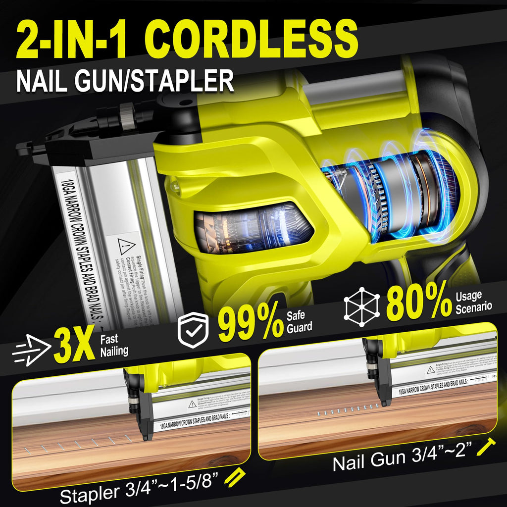 2" Cordless Brad Nailer, 2-in-1 21V Electric Brad Nailer with Battery I5062