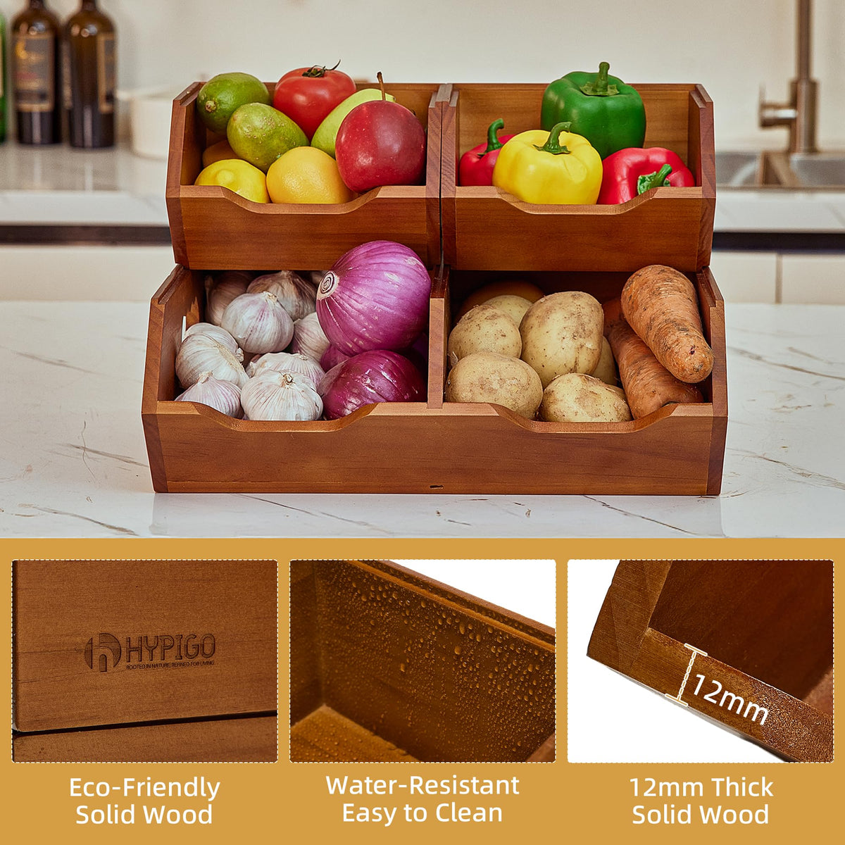 Wood 2-tier Stackable Pantry Organizer H962755