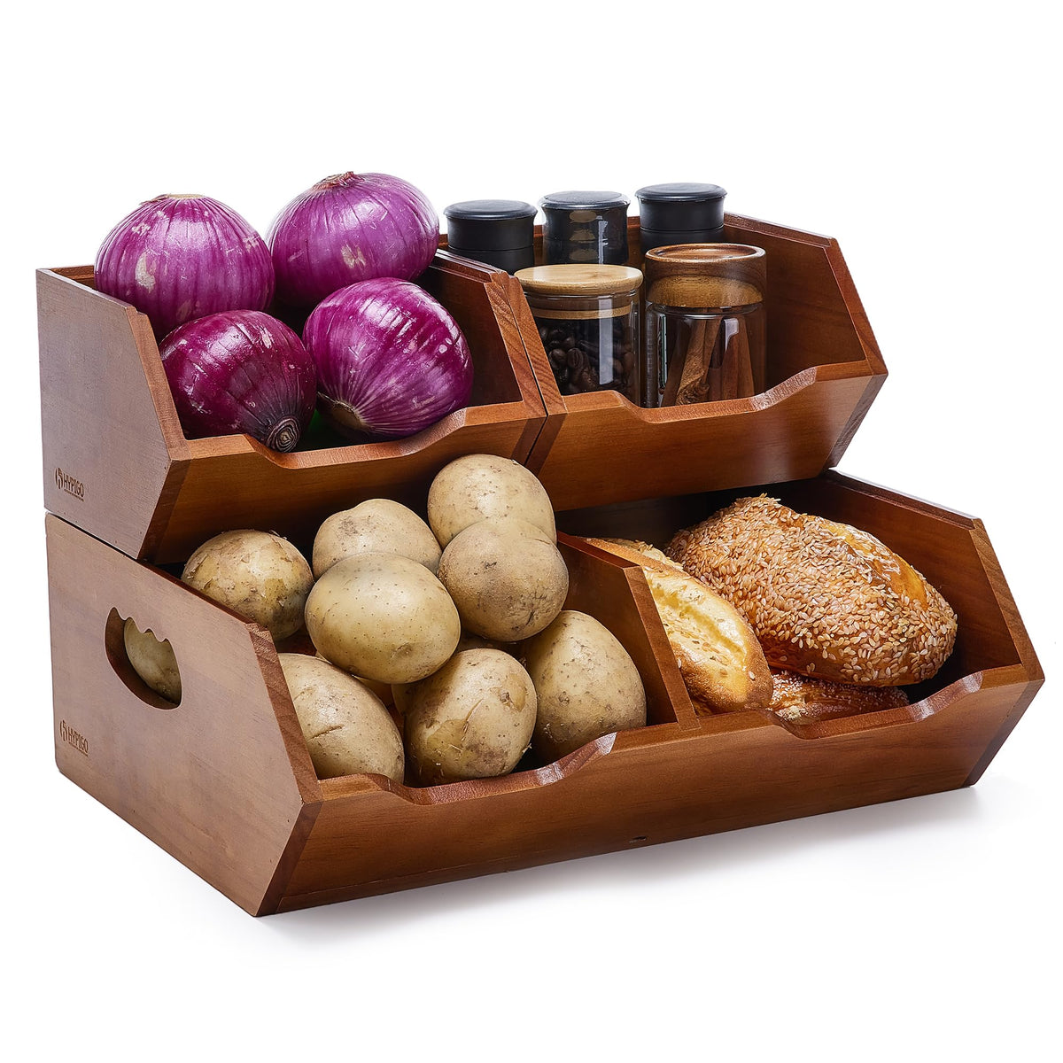 Wood 2-tier Stackable Pantry Organizer H962755
