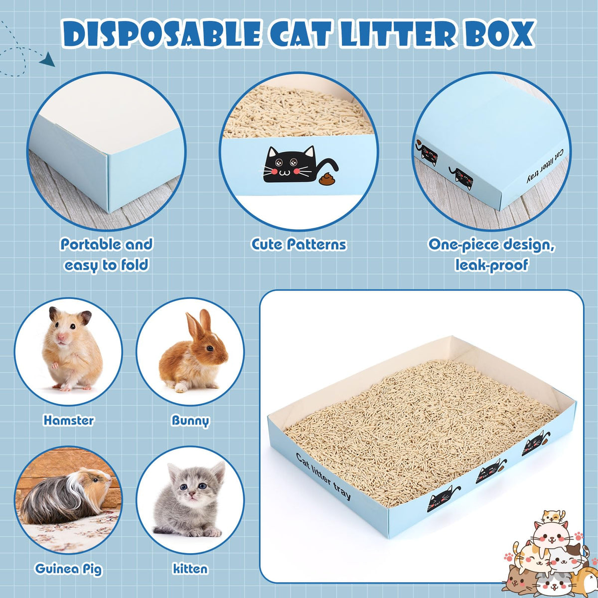 30 Pack Disposable Litter Boxes with Scoop Z20868