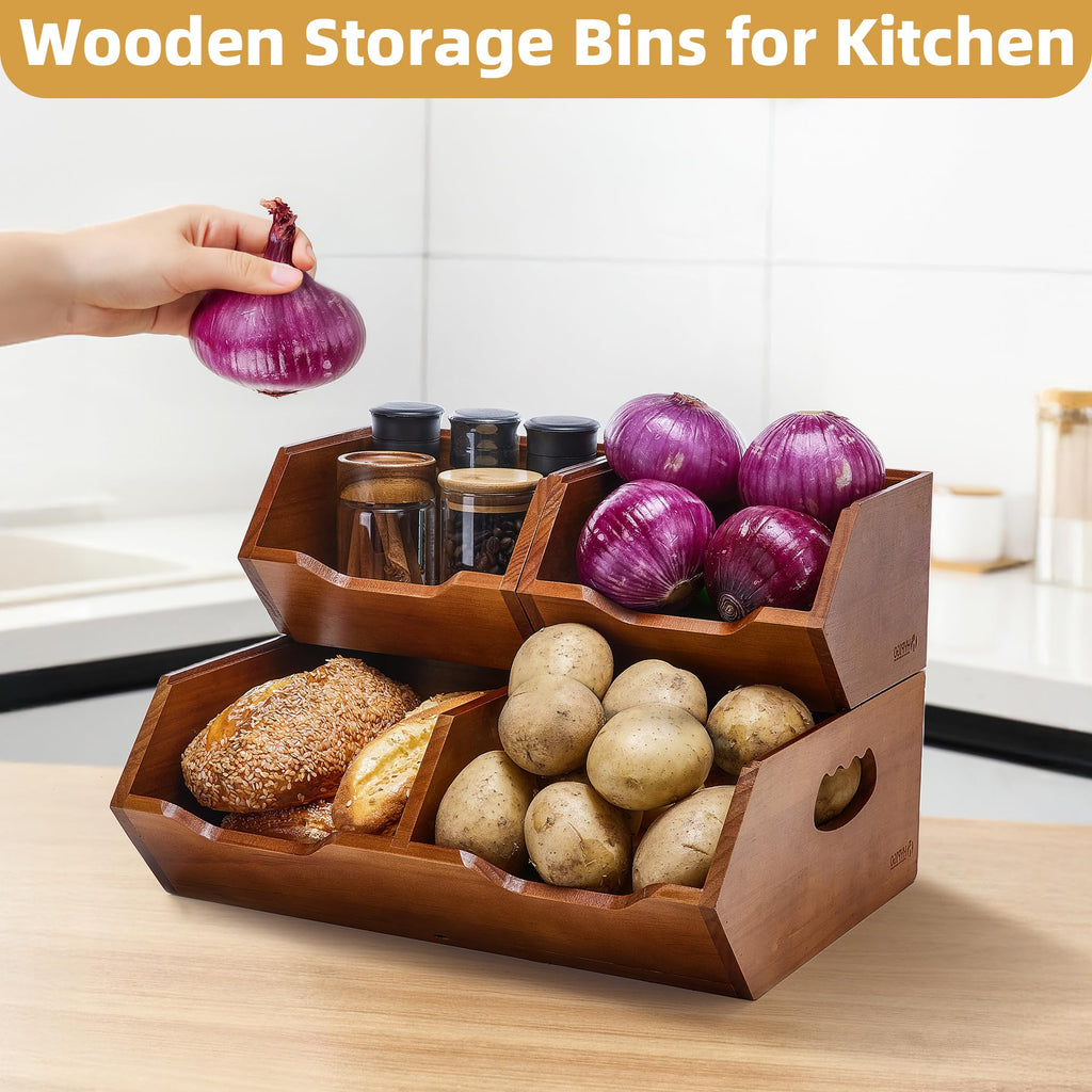Wood 2-tier Stackable Pantry Organizer H962755