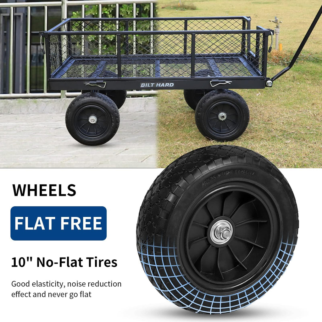 10" Steel Garden Cart with Rotating Handle and Removable Sides, 4 Cu.Ft, Black F398