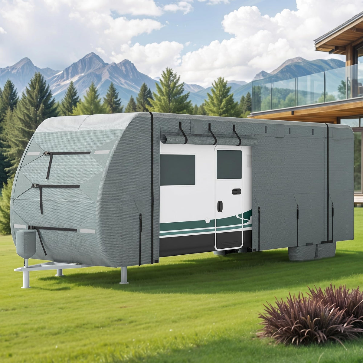 24-27ft 5 Layers Waterproof RV Cover with Tire Covers V77430
