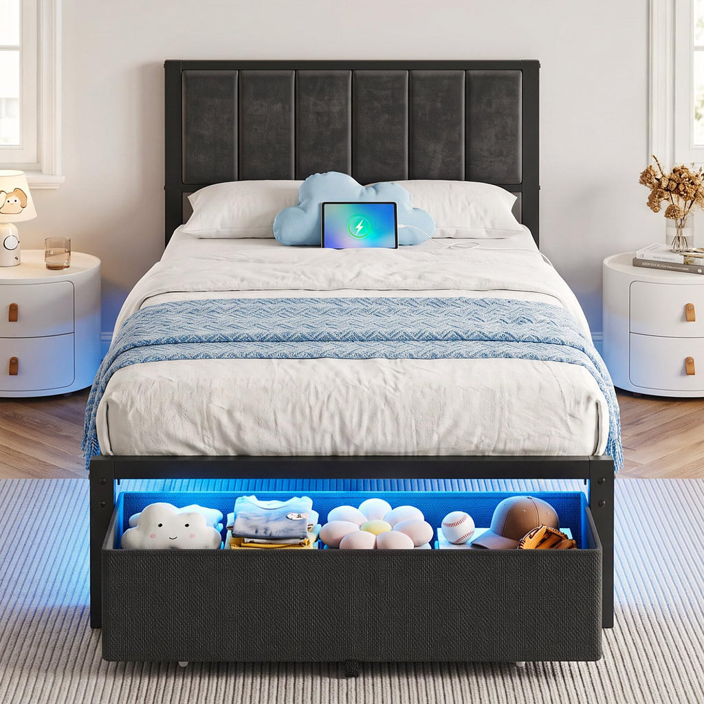 Twin Size Bed Frame with Drawer N31243