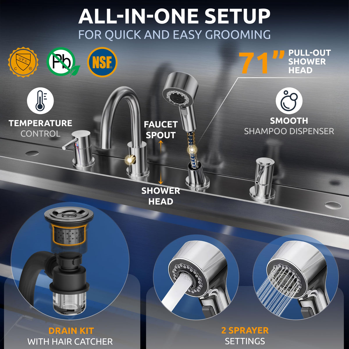 304 Stainless Steel Pet Wash Sink G12691
