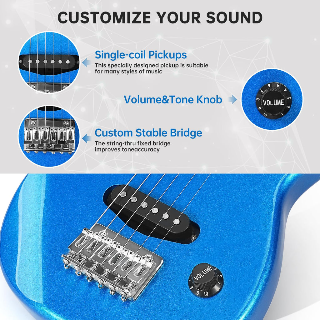 30 Inch Kids ST Style Mini Electric Guitar Beginner Kit with Amplifier V64424