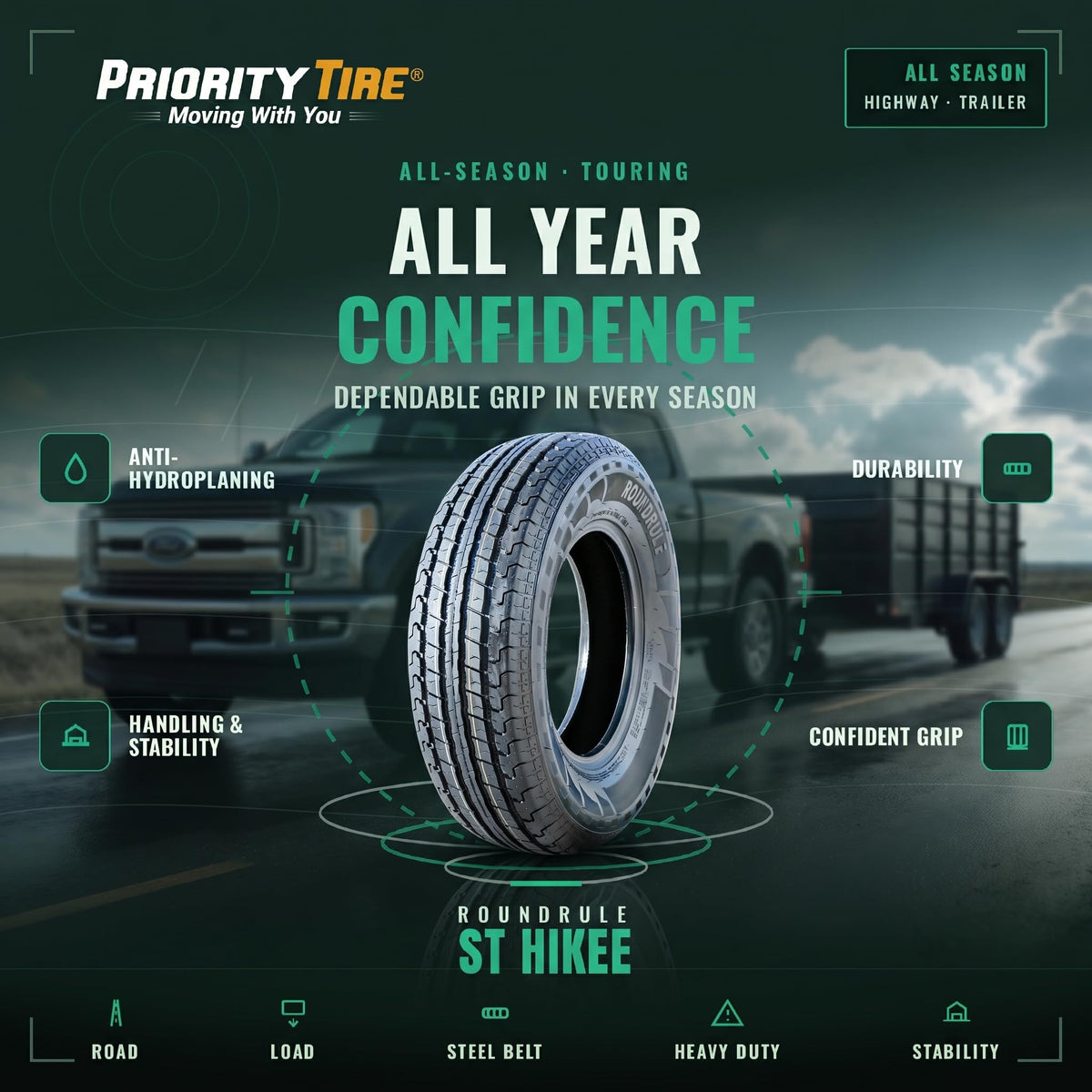 ST205/75R15 All Season 8 Ply Semi-Steel Tire Z309