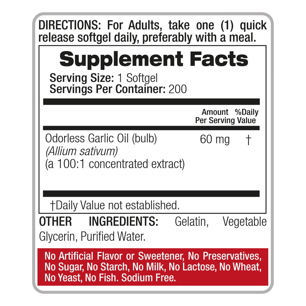 Garlic Supplements 200 Softgels A267