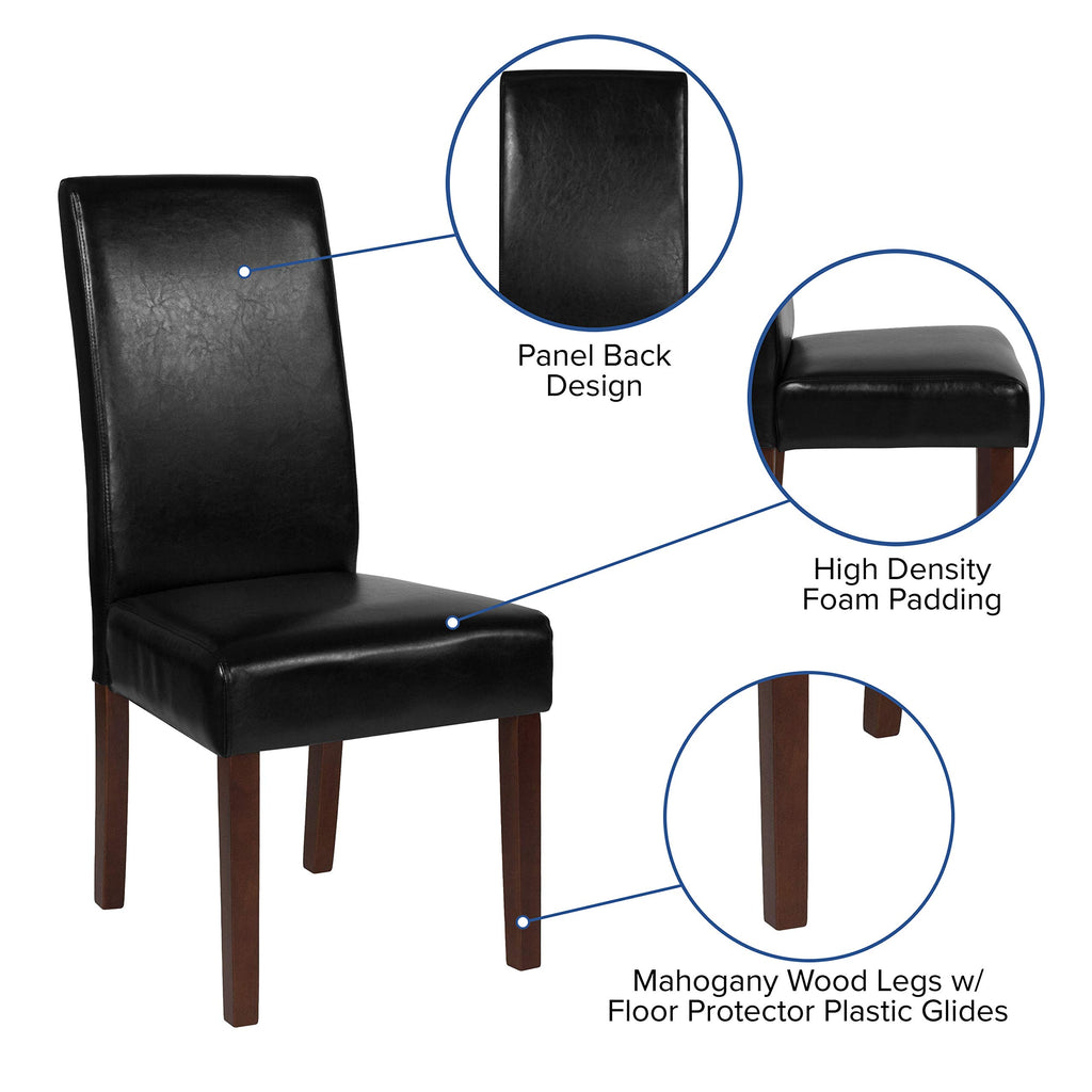 Black Faux Leather Parsons Chair 2-Pack T11947