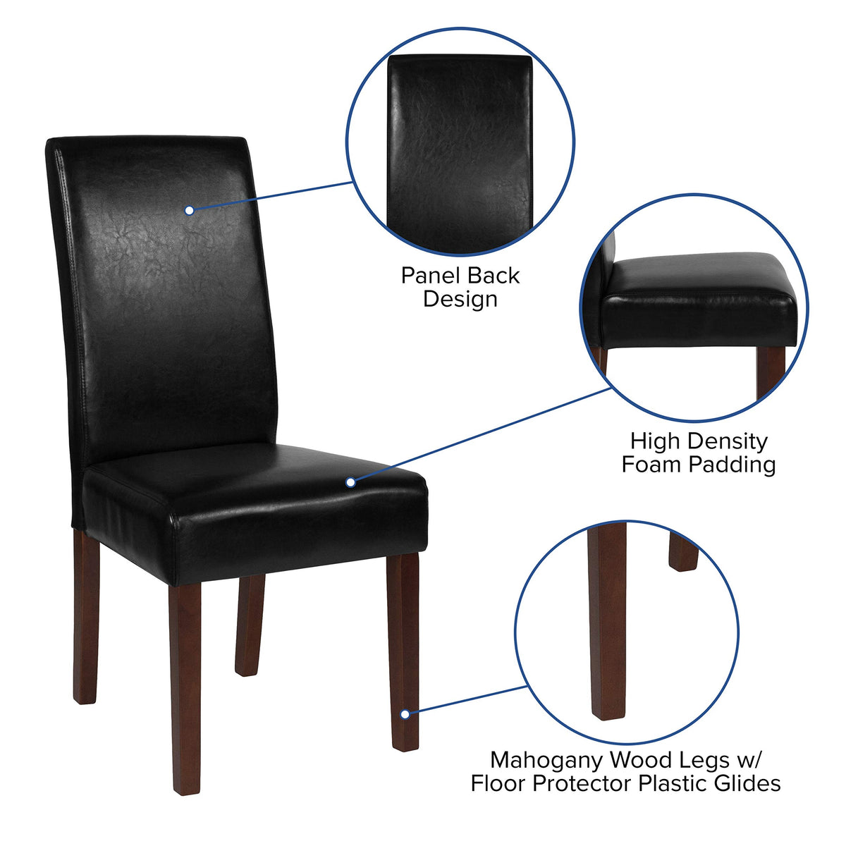 Black Faux Leather Parsons Chair 2-Pack T11947