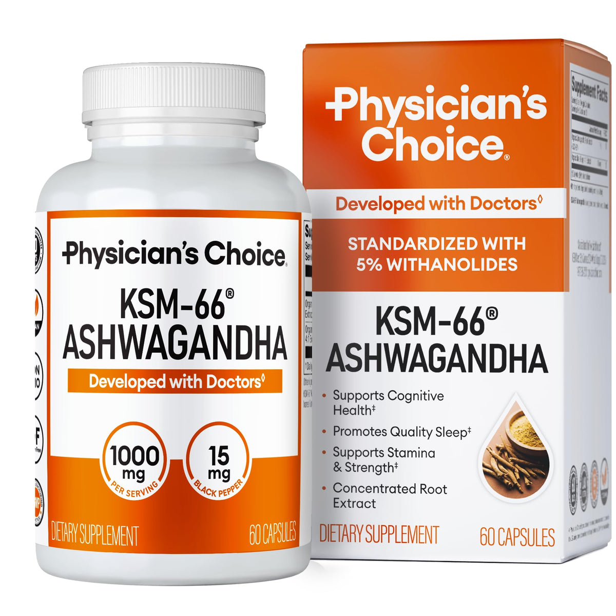Organic KSM-66 Ashwagandha Root Extract 1,000mg 60ct V596