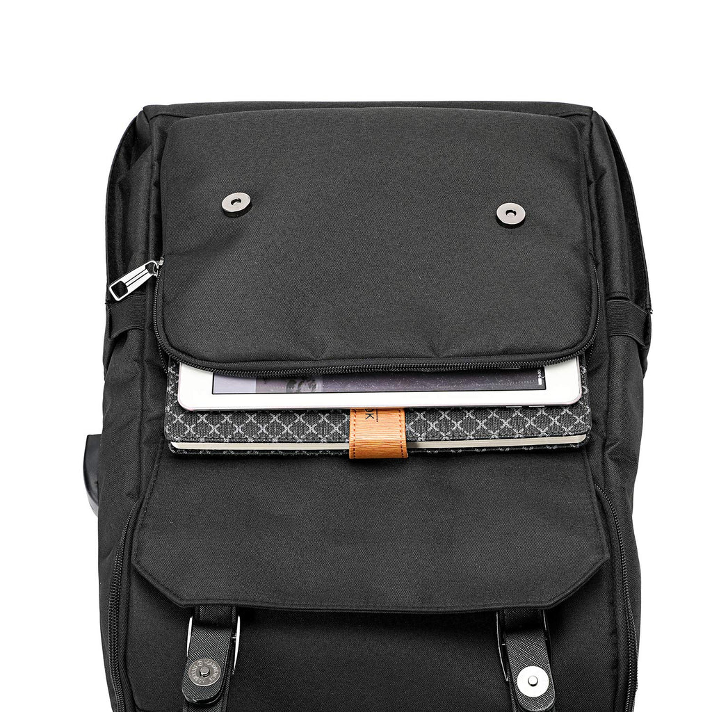 Vintage Laptop Backpack with USB Charging Port Fits 15.6 Inch Black D897