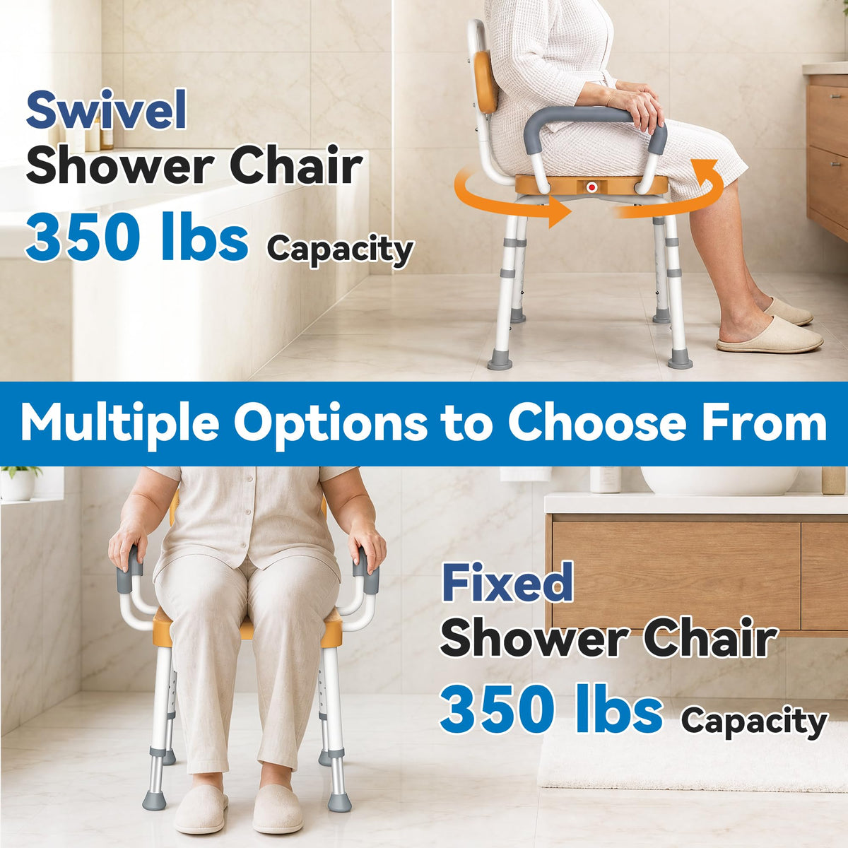 Swivel Shower Chair with Removable Arms & Back W11281