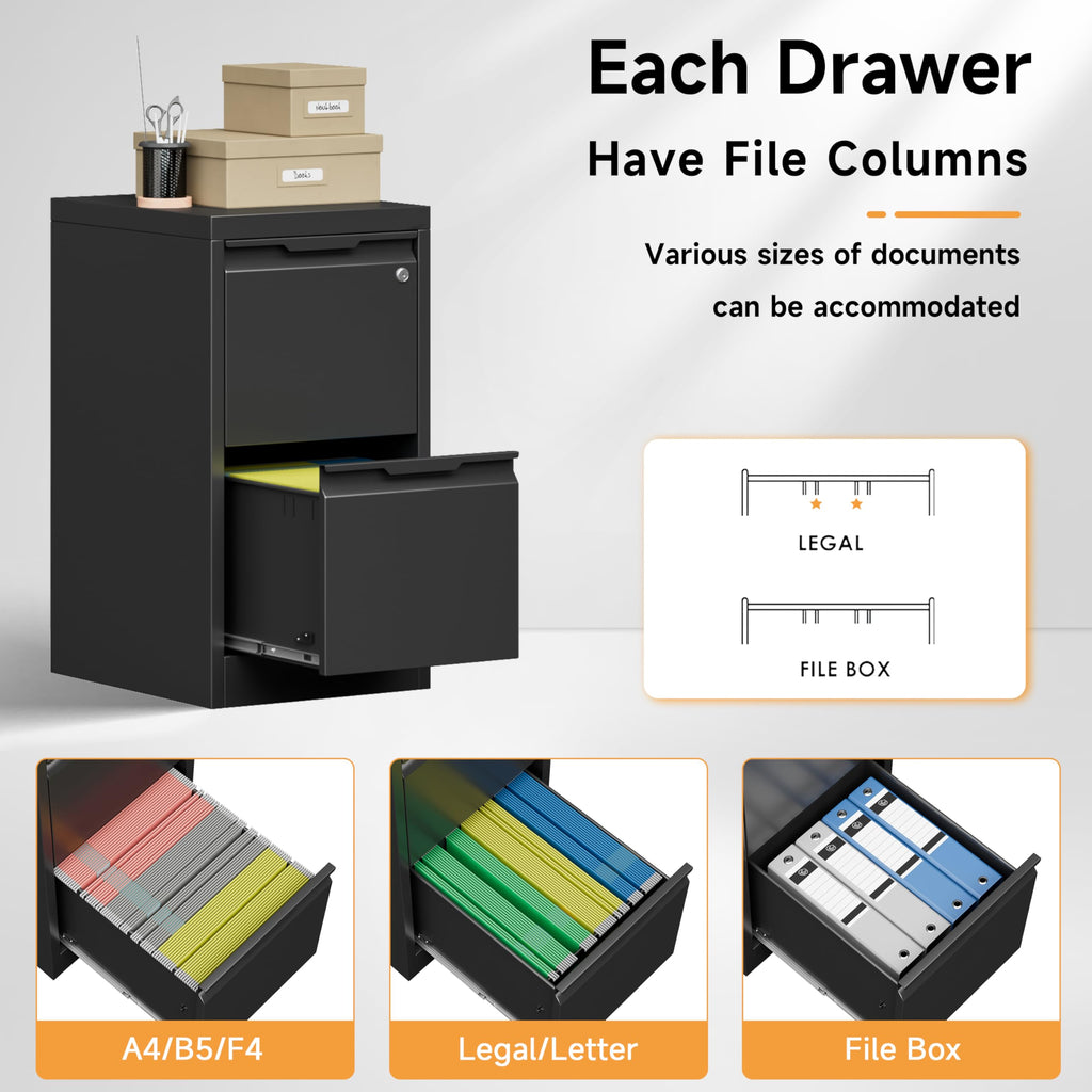 2 Drawer Metal File Cabinet with Lock D75693