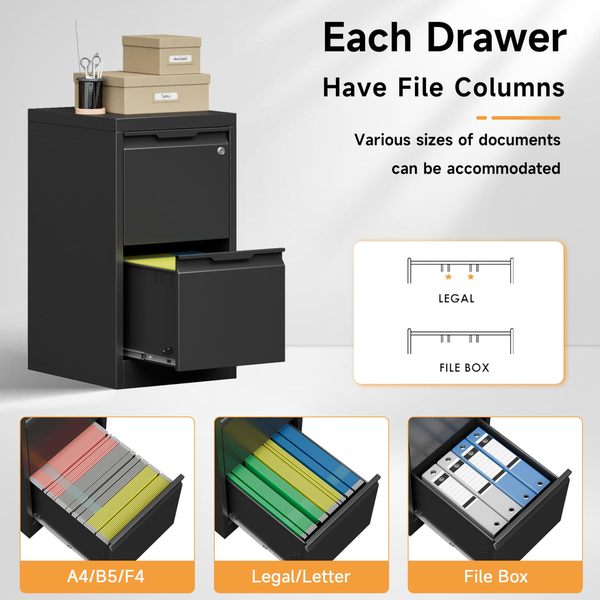 2 Drawer Metal File Cabinet with Lock D75693