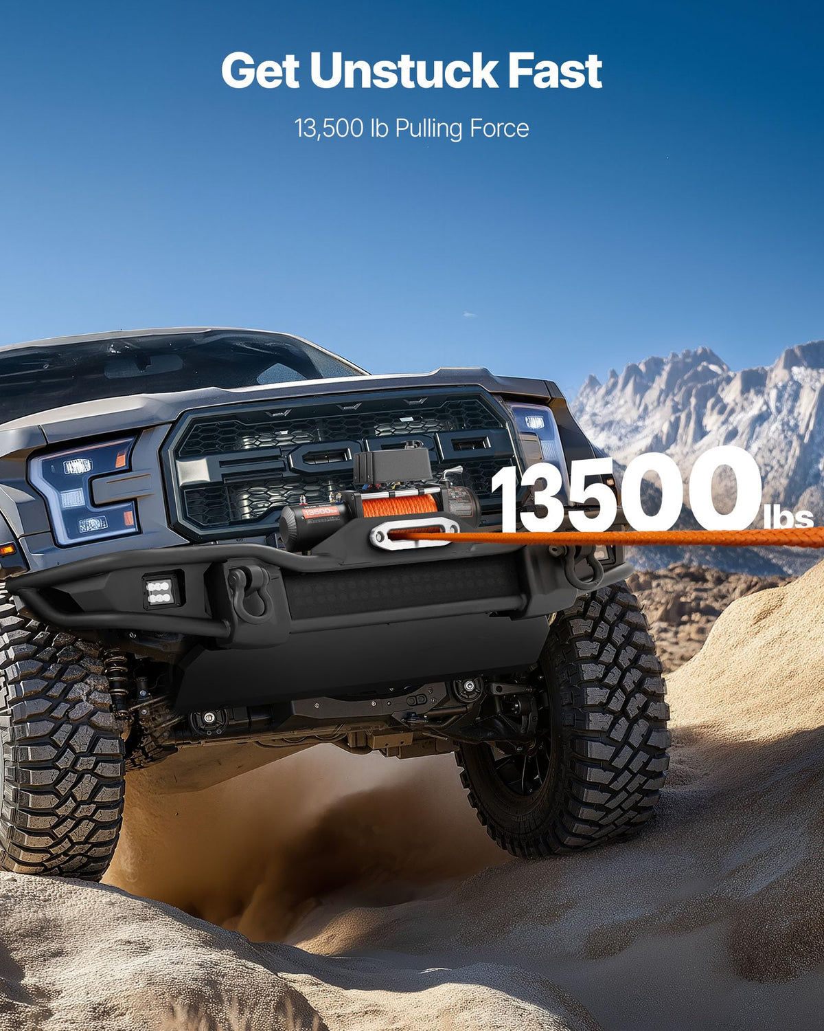 13,500 lb 12V DC Electric Truck Winch with Synthetic Rope U630440