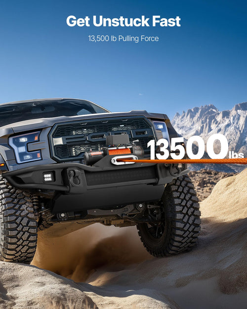 13,500 lb 12V DC Electric Truck Winch with Synthetic Rope U630440