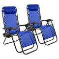 Zero Gravity Chair Set of 2 with Cup Holder Blue U248