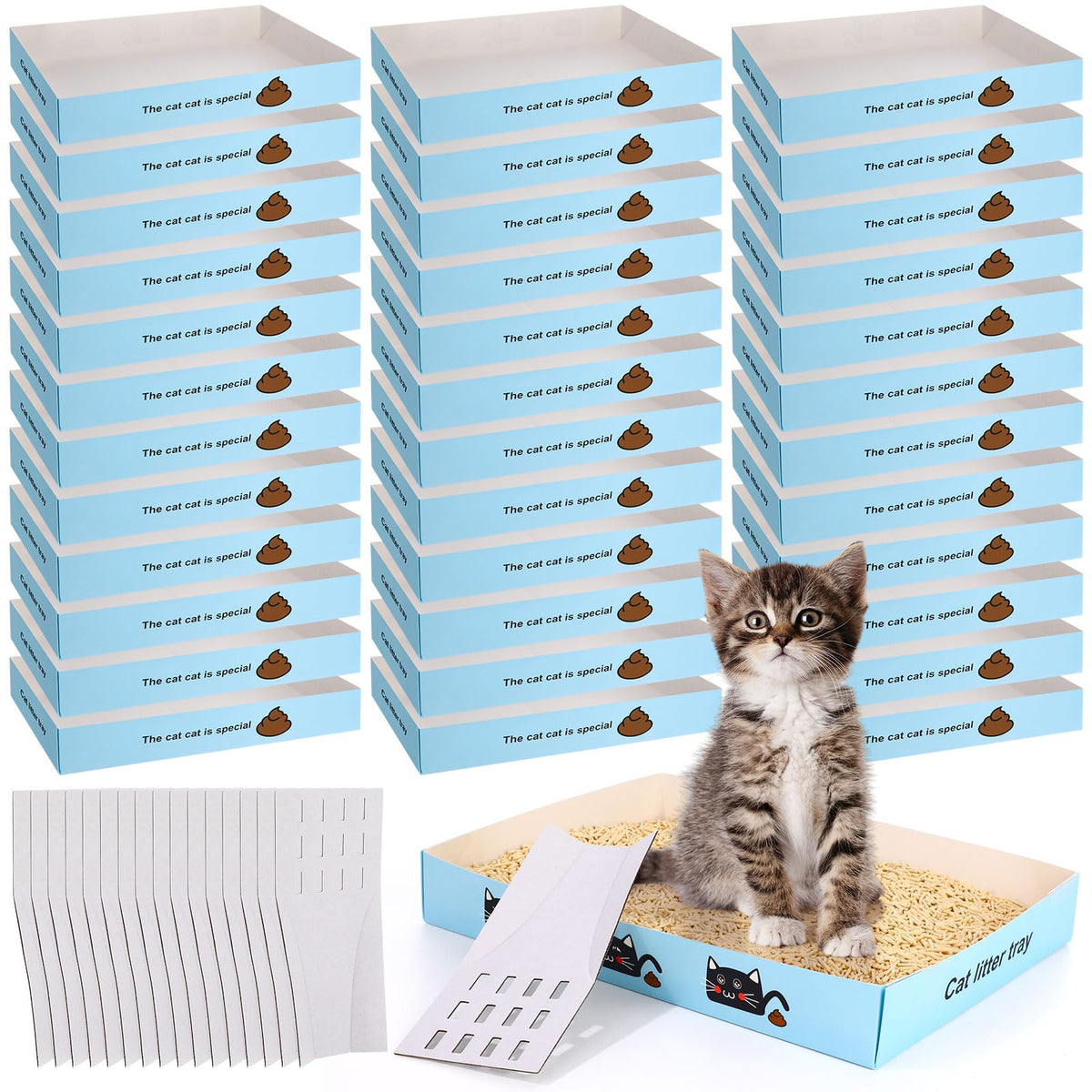 30 Pack Disposable Litter Boxes with Scoop Z20868