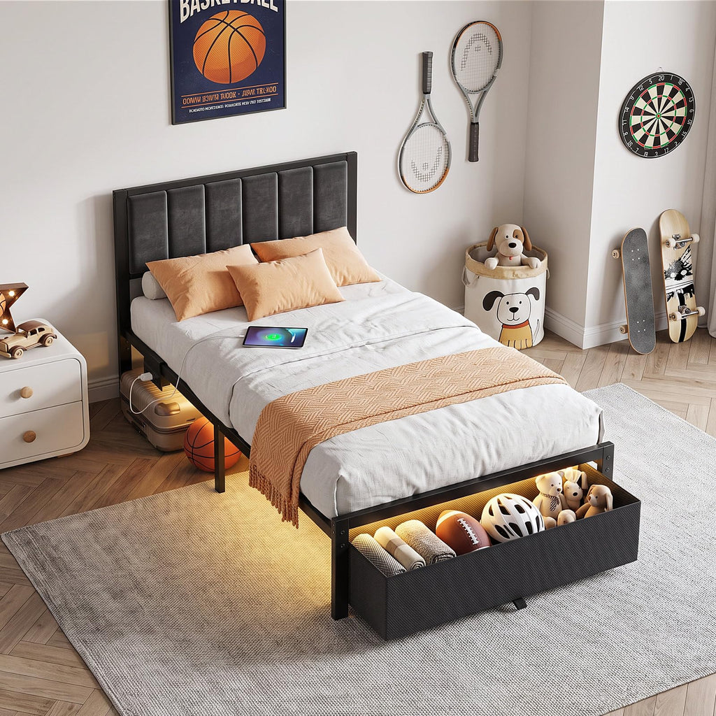 Twin Size Bed Frame with Drawer N31243