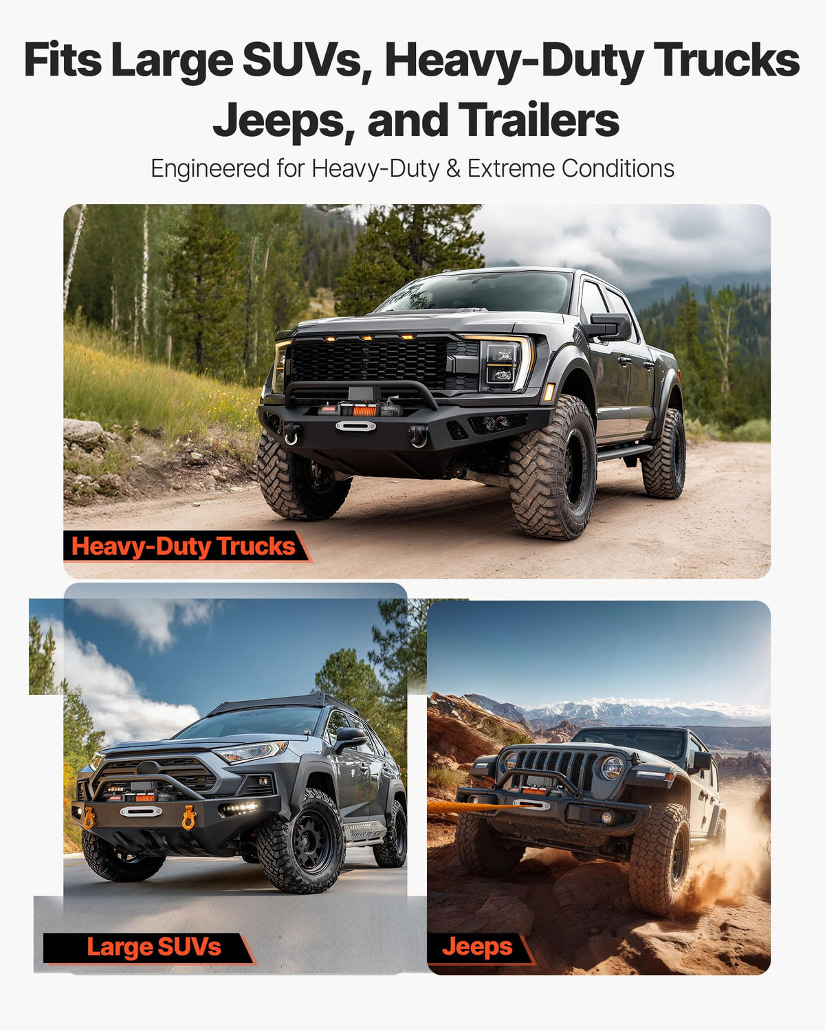 13,500 lb 12V DC Electric Truck Winch with Synthetic Rope U630440