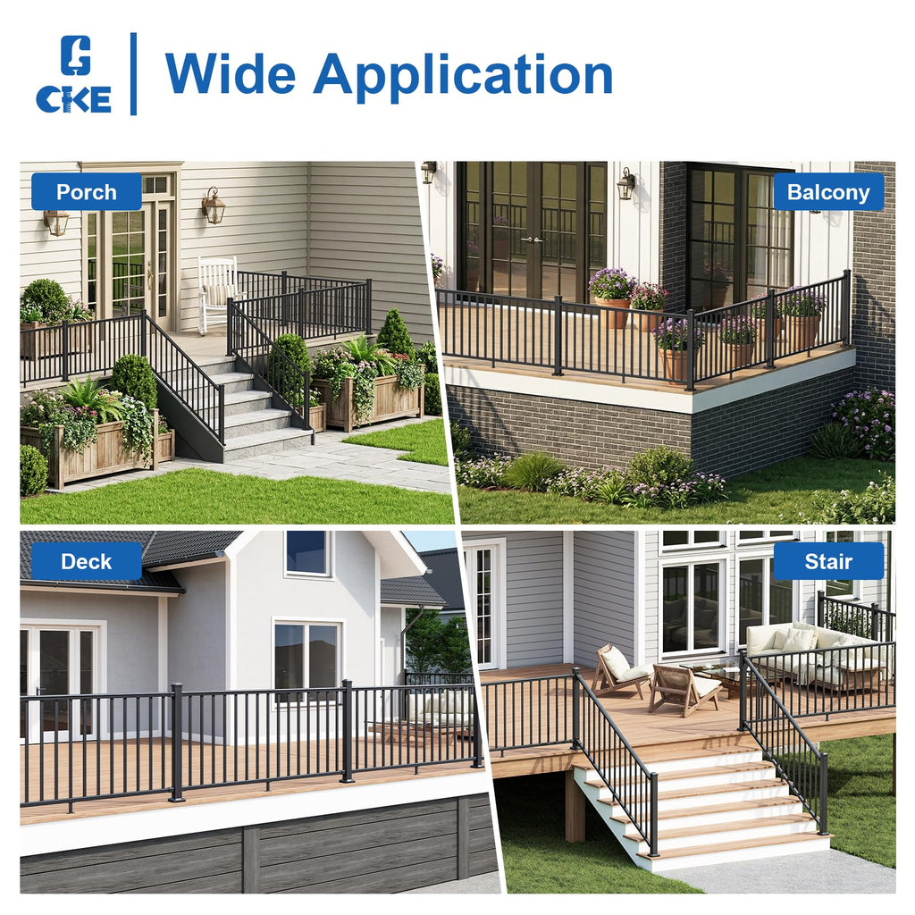 1 Pack 36 in. H x 6 ft. W Aluminum Stair Railing Kit with Post J609