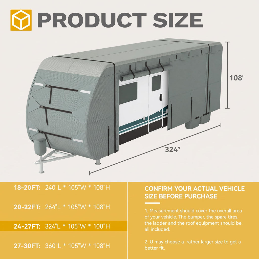24-27ft 5 Layers Waterproof RV Cover with Tire Covers V77430