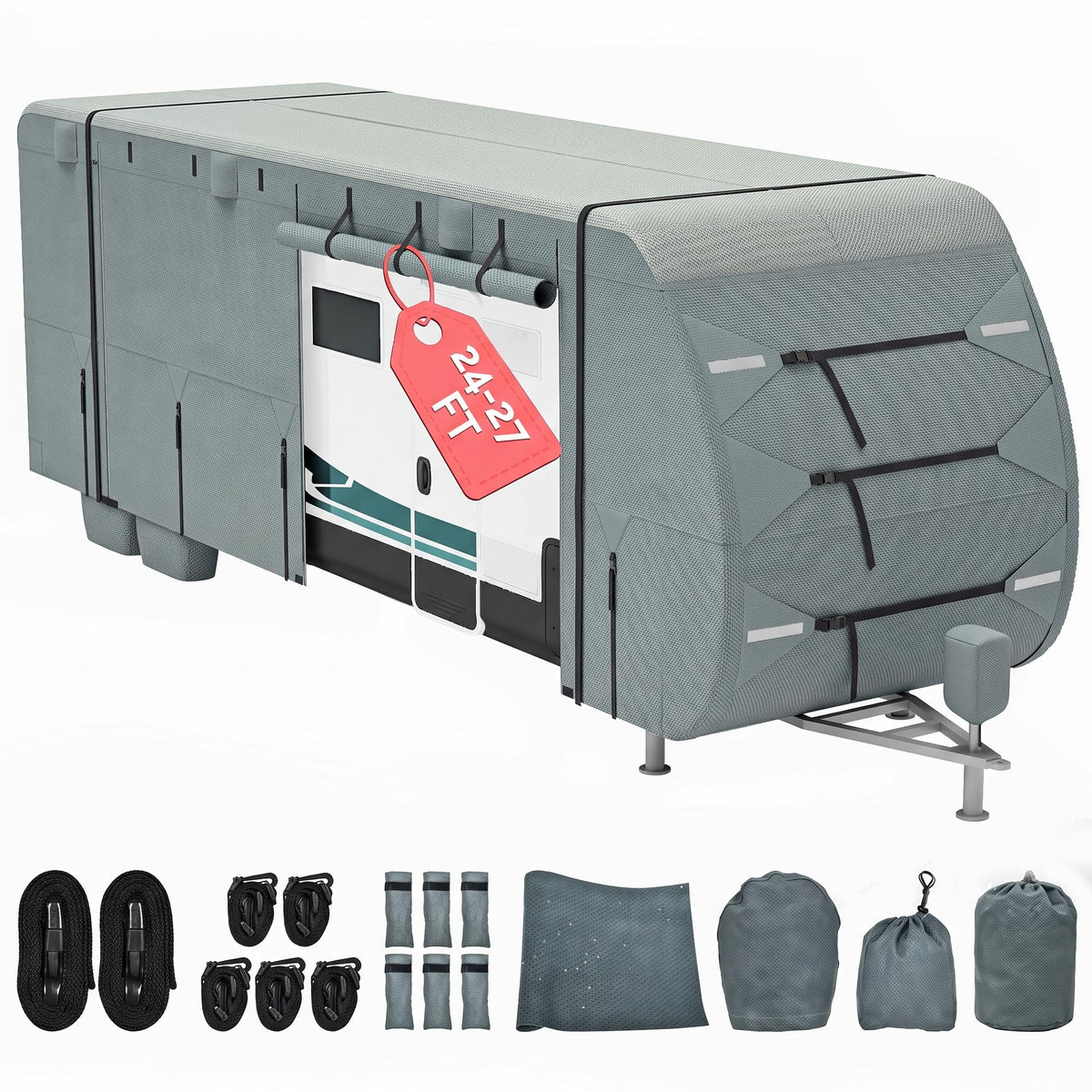 24-27ft 5 Layers Waterproof RV Cover with Tire Covers V77430