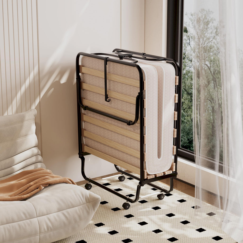Folding Bed with 4 Inch Memory Foam Mattress Metal Frame N15135