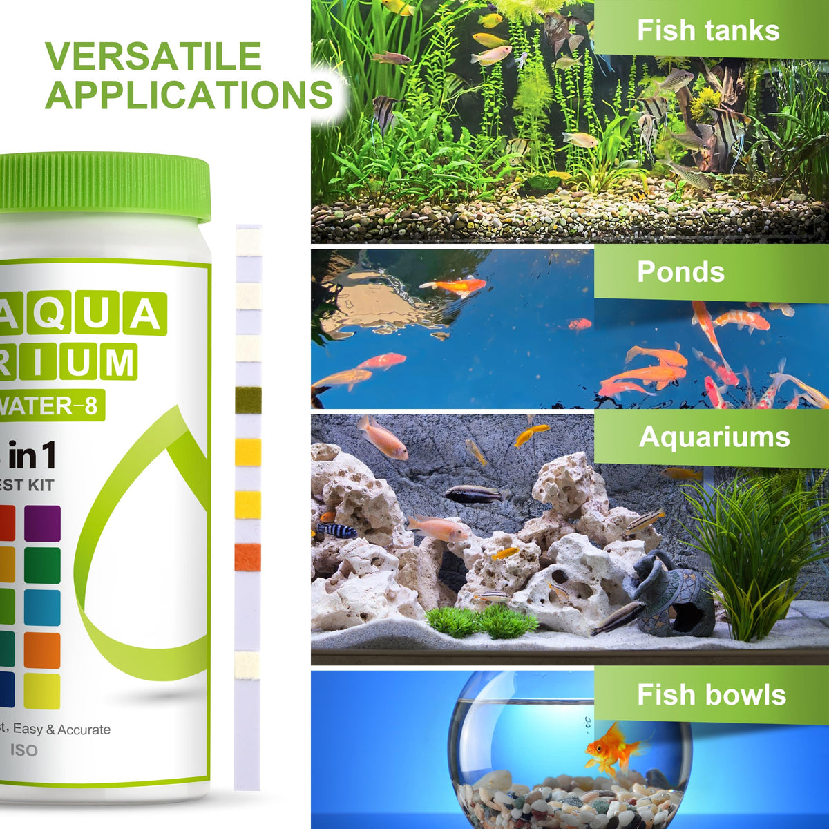 Aquarium Ammonia Test Strips 8-in-1 100 Strips N949123