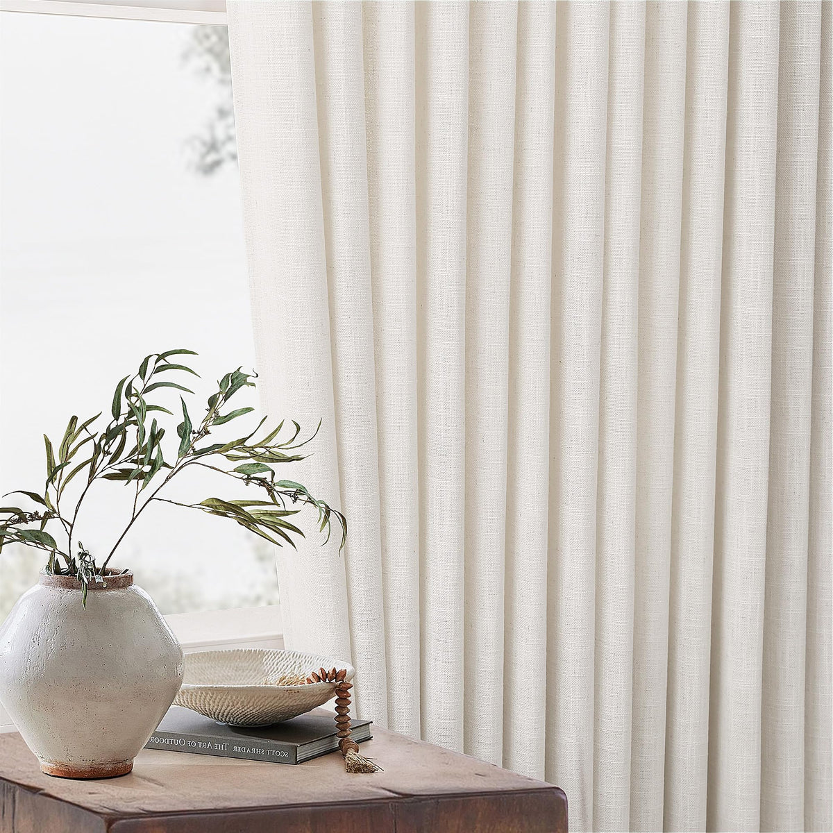 Natural Extra Wide Pinch Pleat 102 Inch Curtains I3678