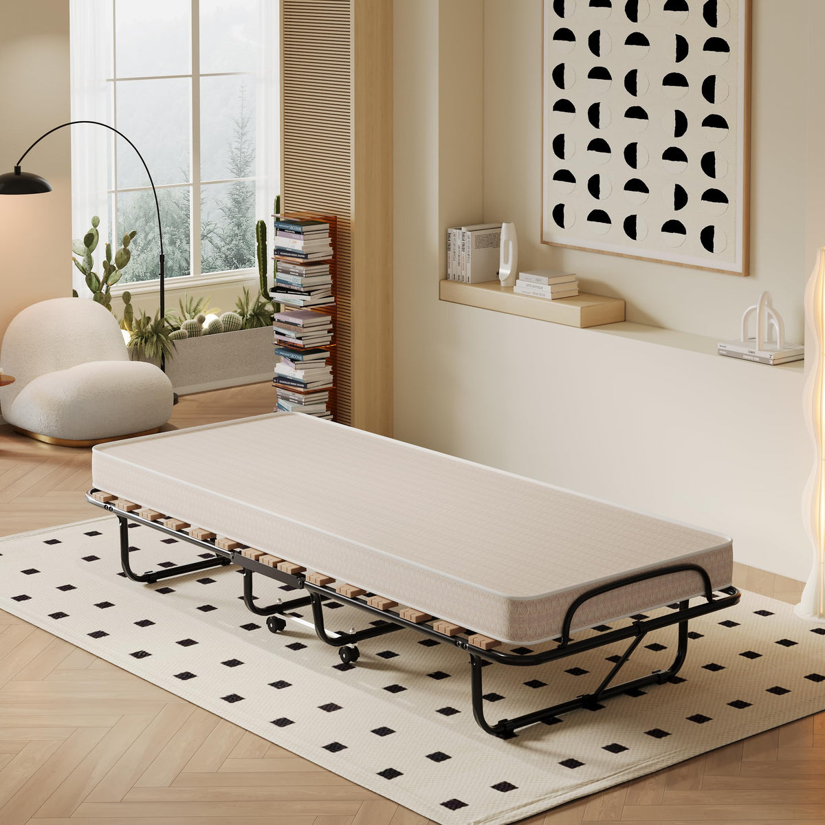 Folding Bed with 4 Inch Memory Foam Mattress Metal Frame N15135